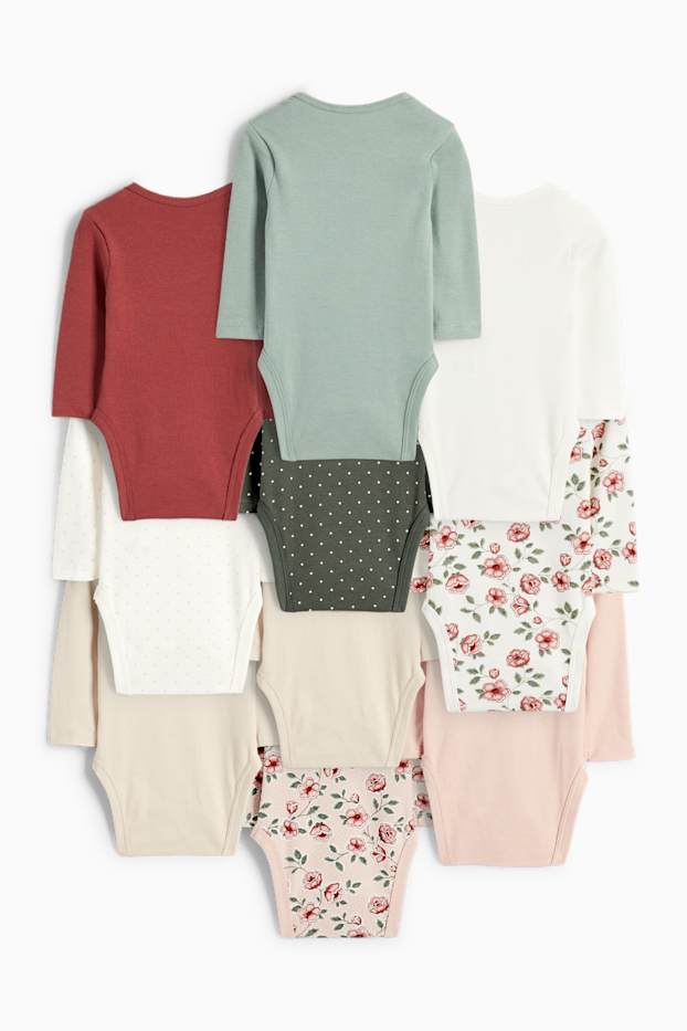 Unisexe - Lot de 10 - petites fleurs - bodys bébé - blanc crème