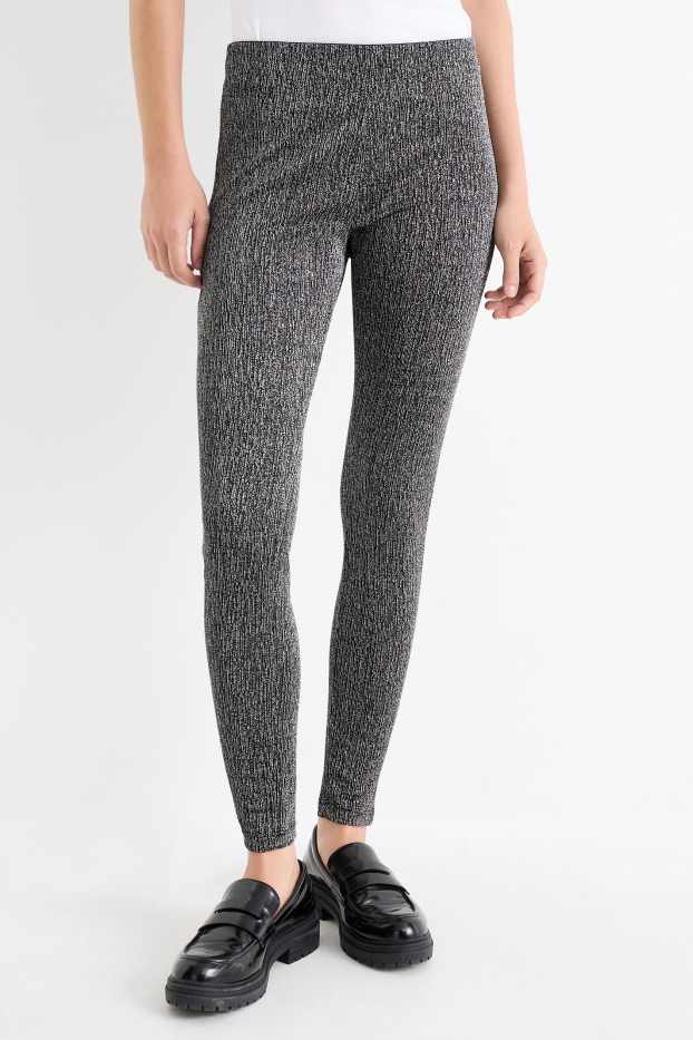 Donna - Leggings - effetto brillante - grigio