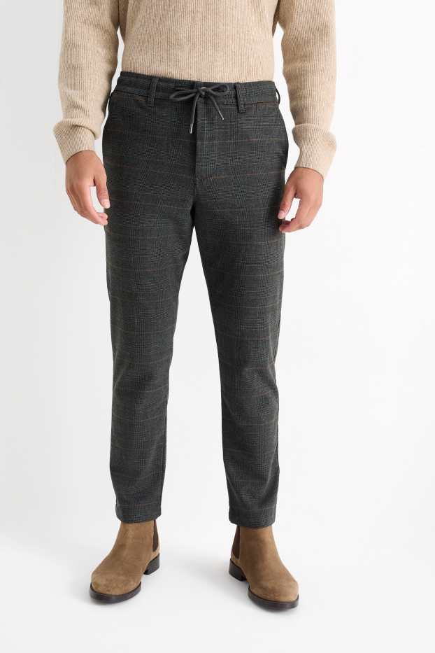 Uomo - Pantaloni chino - tapered fit - a quadretti - grigio scuro