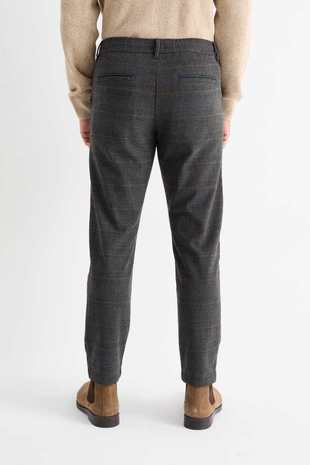 Uomo - Pantaloni chino - tapered fit - a quadretti - grigio scuro