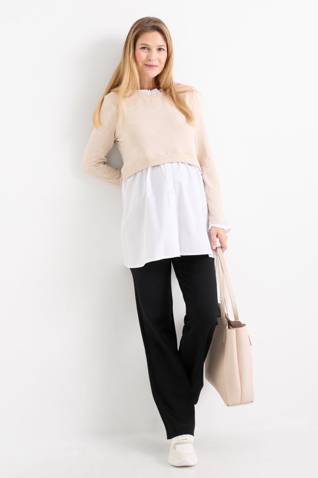 Damen - Jersey-Umstandshose - schwarz