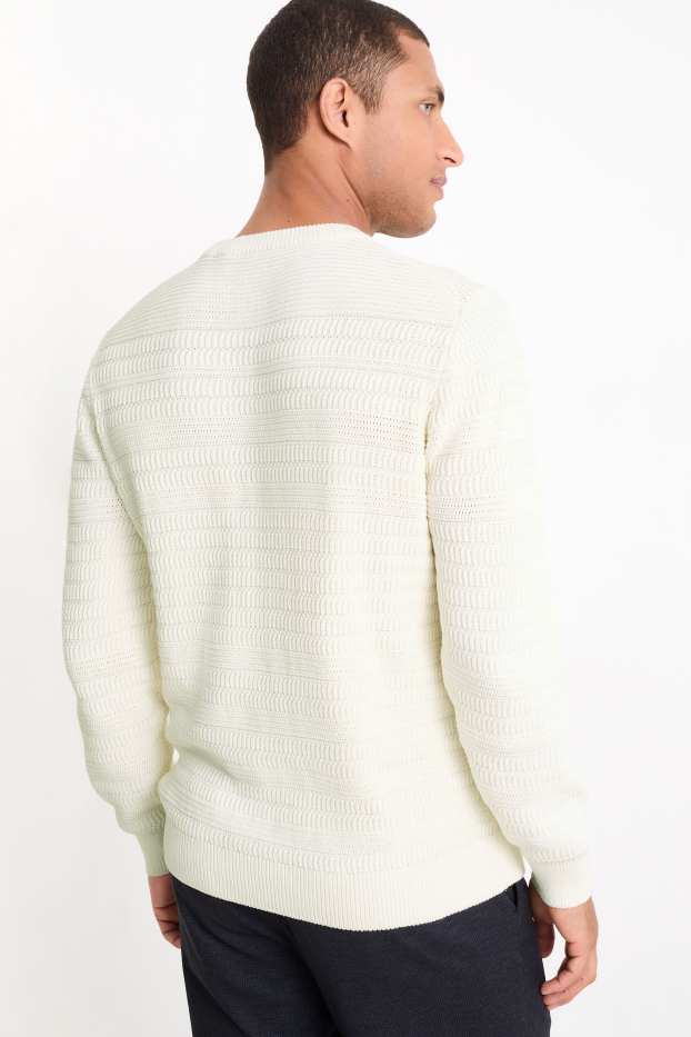 Herren - Pullover - strukturiert - weiss