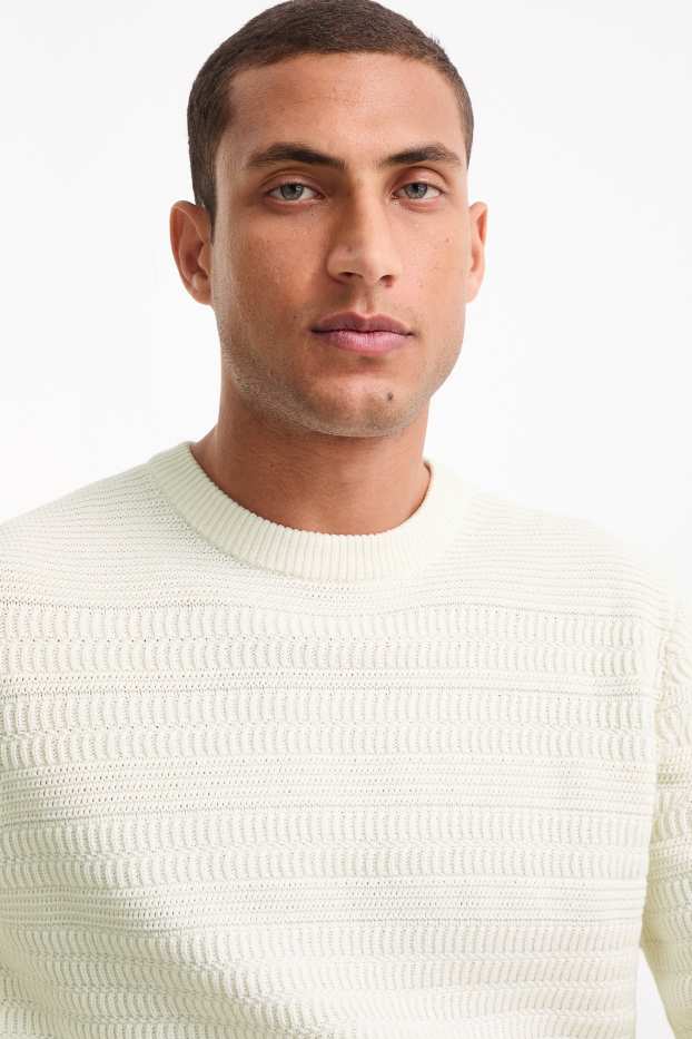 Herren - Pullover - strukturiert - weiss