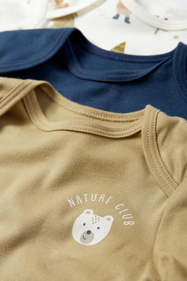 Baby: jongens - Set van 3 - bosdieren - rompertje - blauw / beige