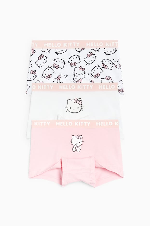 Kinder Mädchen - Multipack 3er - Hello Kitty - Boxershorts - weiss / rosa