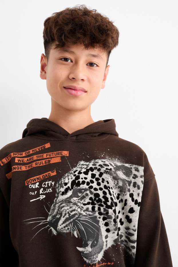 Kinderen: jongens - Set van 2 - luipaard - hoodie - bruin / beige