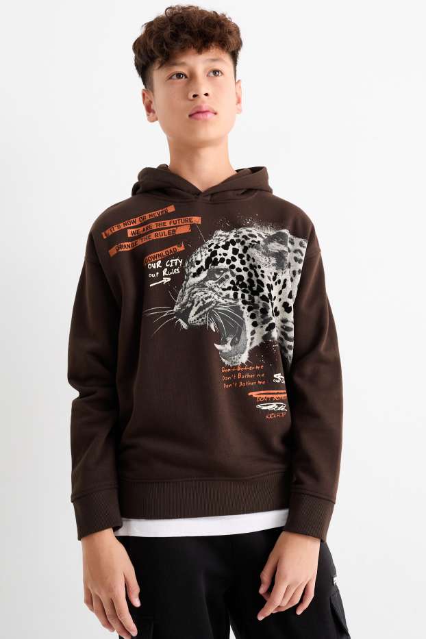 Kinderen: jongens - Set van 2 - luipaard - hoodie - bruin / beige