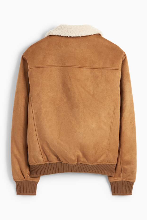 Men - Bomber jacket - faux leather - light brown