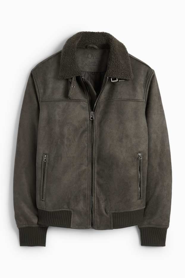 Herren - Blouson - Velourslederimitat - dunkelgrau