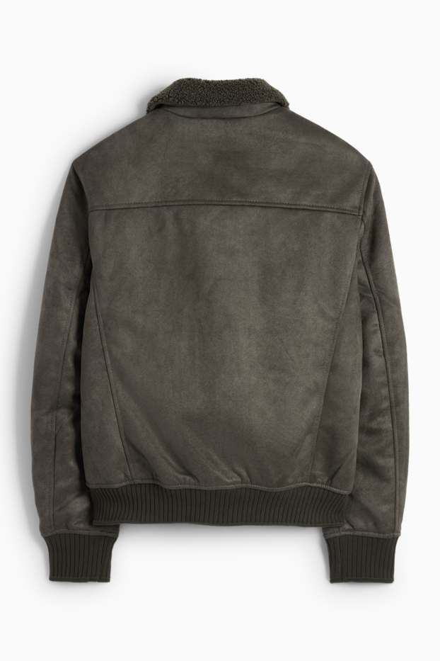Herren - Blouson - Velourslederimitat - dunkelgrau