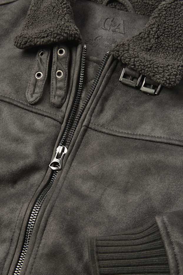 Herren - Blouson - Velourslederimitat - dunkelgrau