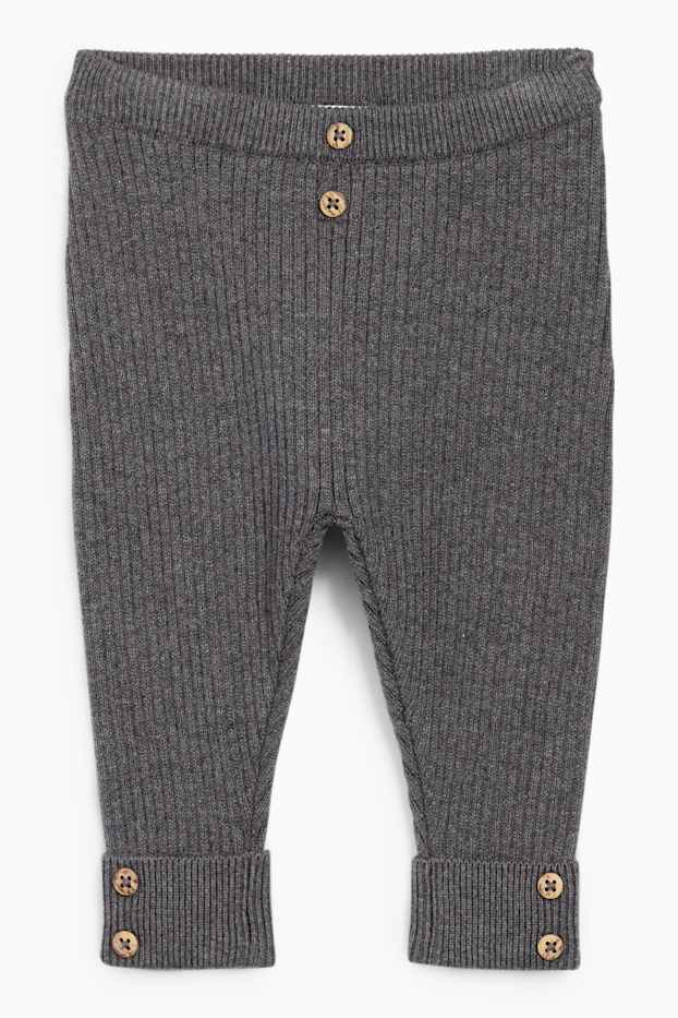 Unisexe - Pantalon de maille pour bébé - côtelé - gris foncé