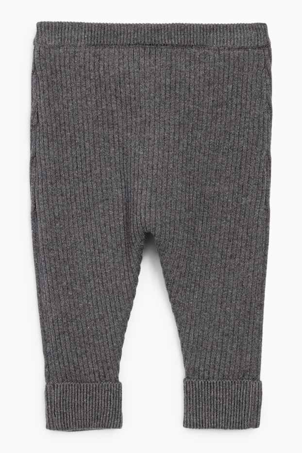 Unisexe - Pantalon de maille pour bébé - côtelé - gris foncé