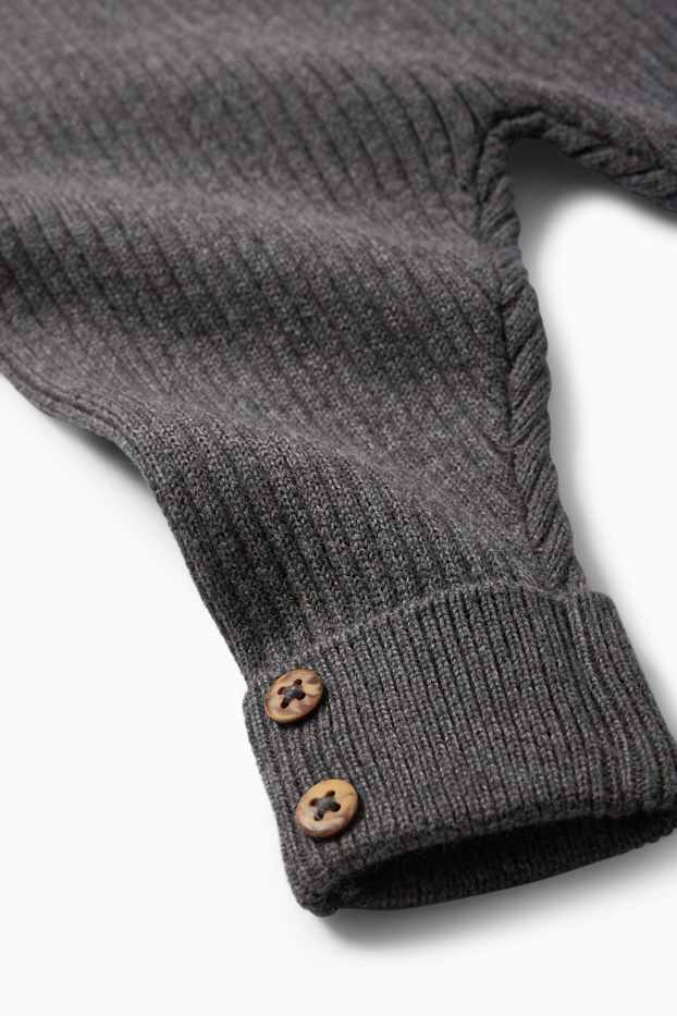 Unisexe - Pantalon de maille pour bébé - côtelé - gris foncé