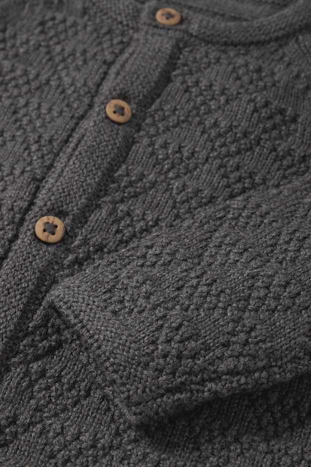 Unisex - Baby-Strickjacke - strukturiert - dunkelgrau