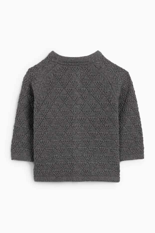 Unisex - Baby-Strickjacke - strukturiert - dunkelgrau