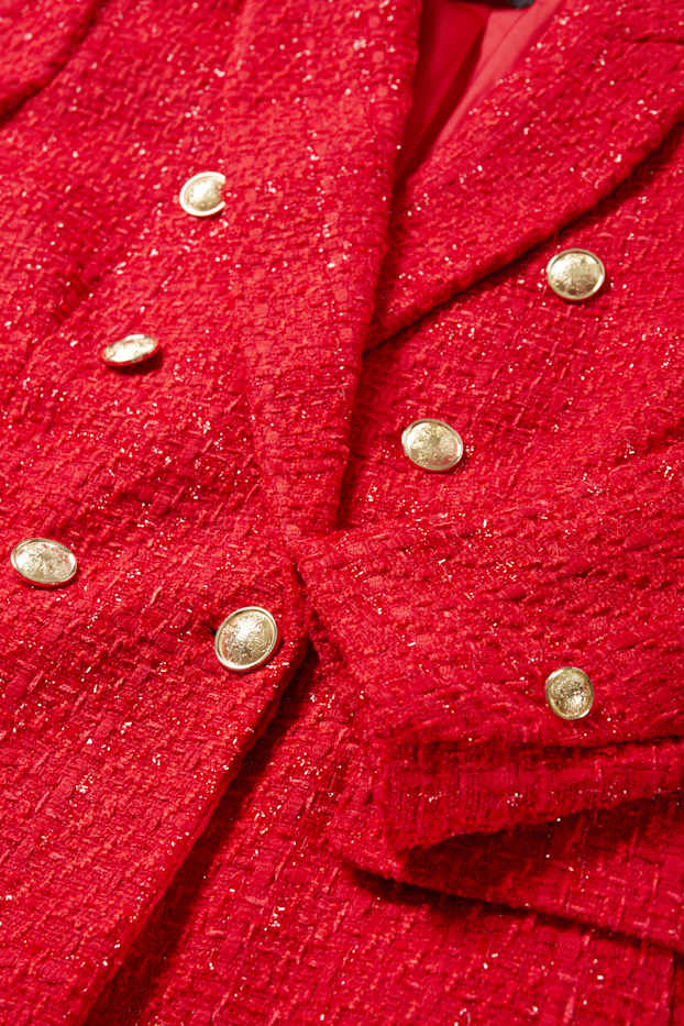 Women - Blazer - fitted - textured - red