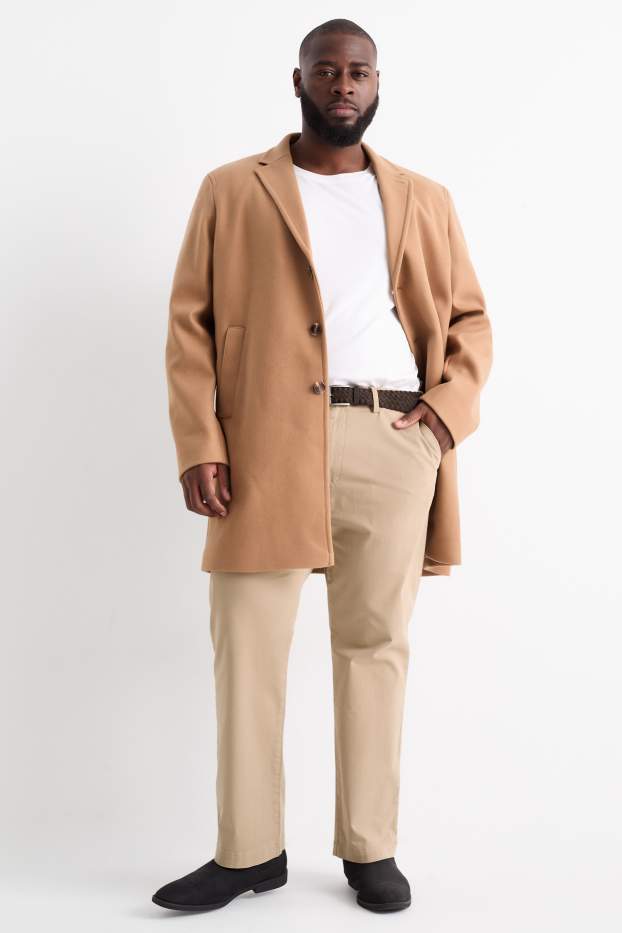Pánské - Kalhoty chino s páskem - regular fit - béžová