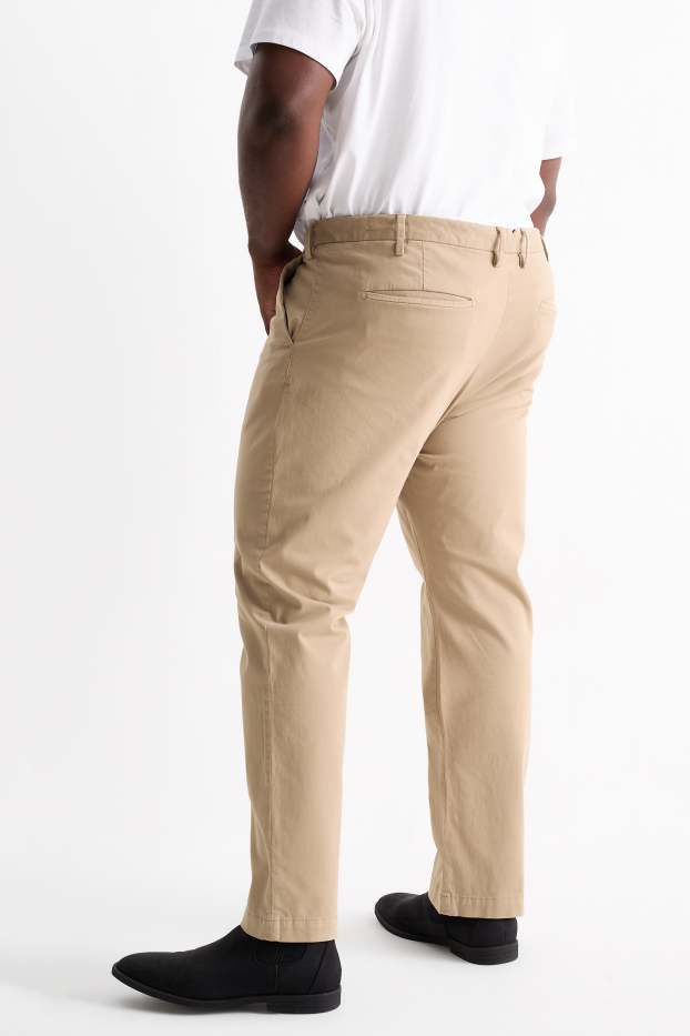 Pánské - Kalhoty chino s páskem - regular fit - béžová