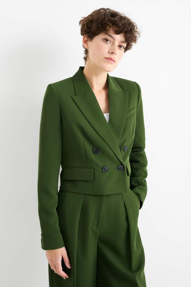 Femei - Blazer crop - regular fit - verde
