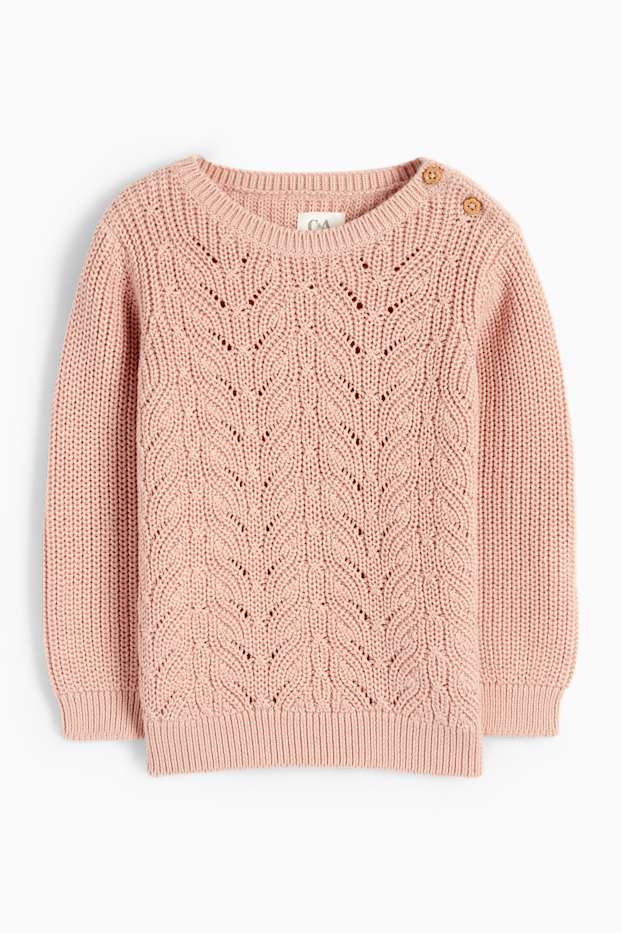 Baby: meisjes - Babytrui - kabelpatroon - roze