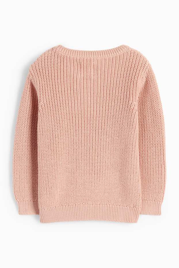 Baby: meisjes - Babytrui - kabelpatroon - roze