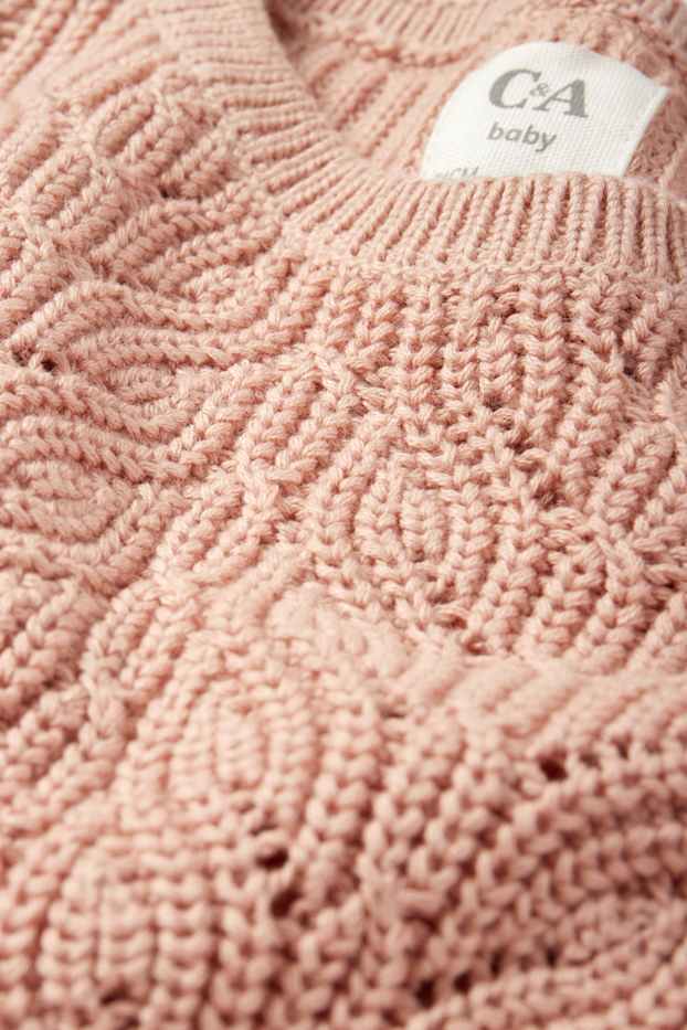 Baby: meisjes - Babytrui - kabelpatroon - roze