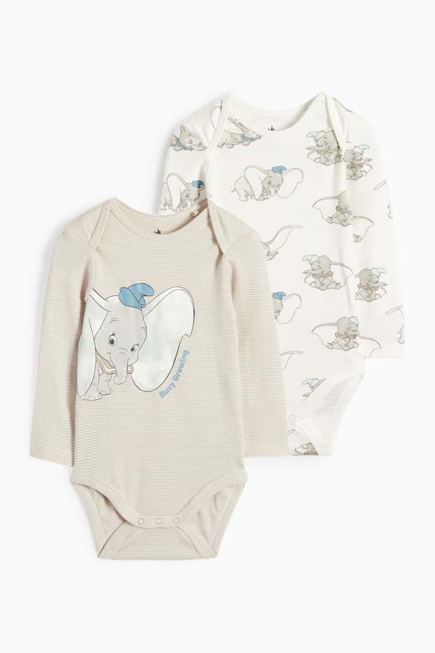 Niemowlęta chłopcy - Wielopak, 2 szt. - Dumbo - body niemowlęce - beżowy