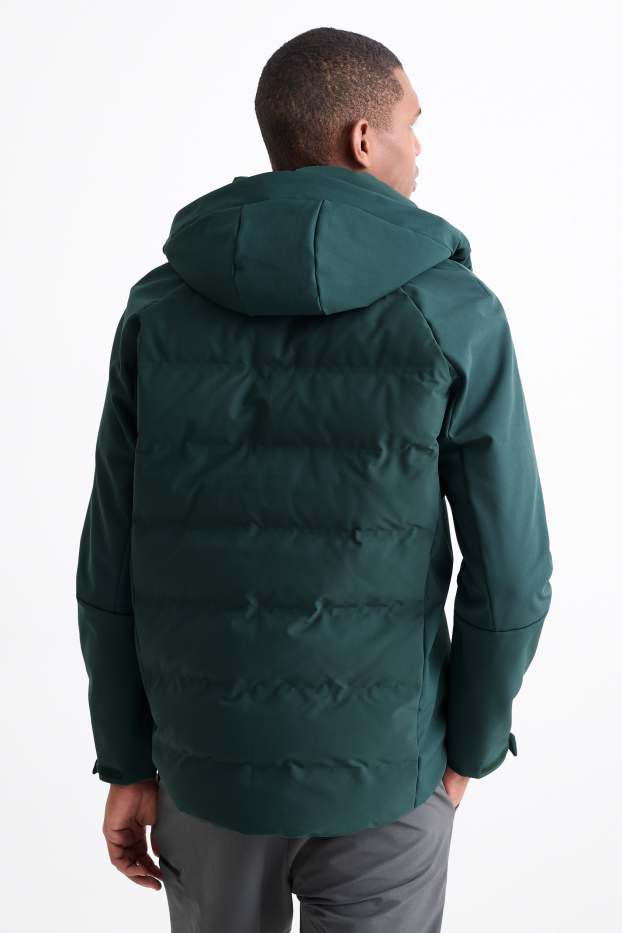 Uomo - Giacca trapuntata con cappuccio - idrorepellente - verde scuro