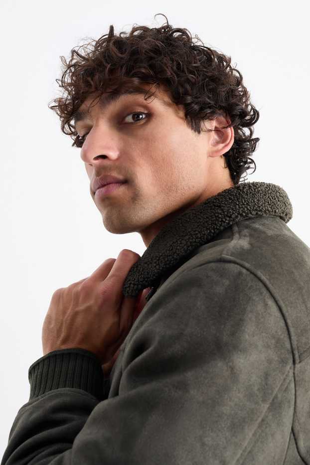 Herren - Blouson - Velourslederimitat - dunkelgrau
