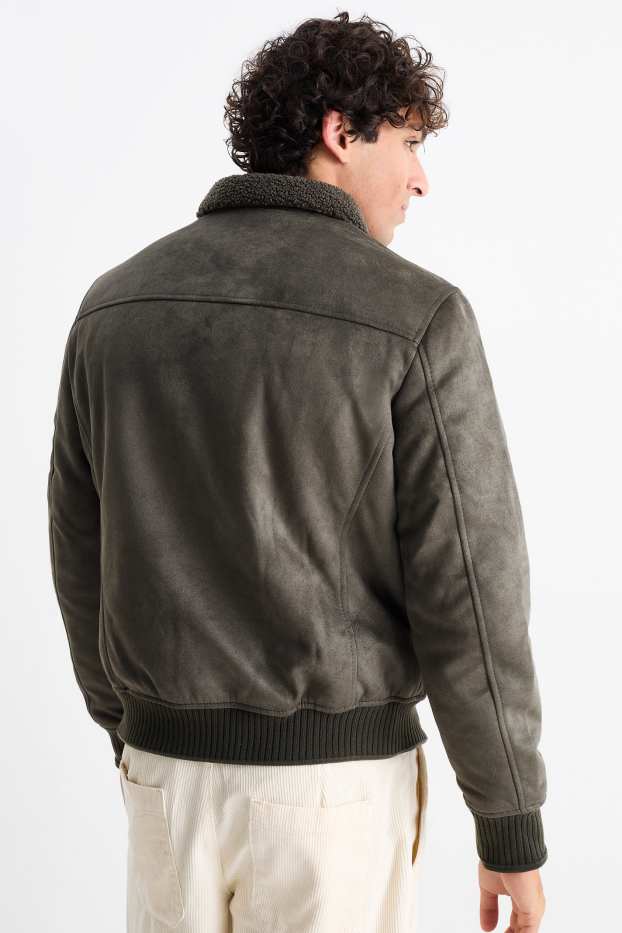 Herren - Blouson - Velourslederimitat - dunkelgrau