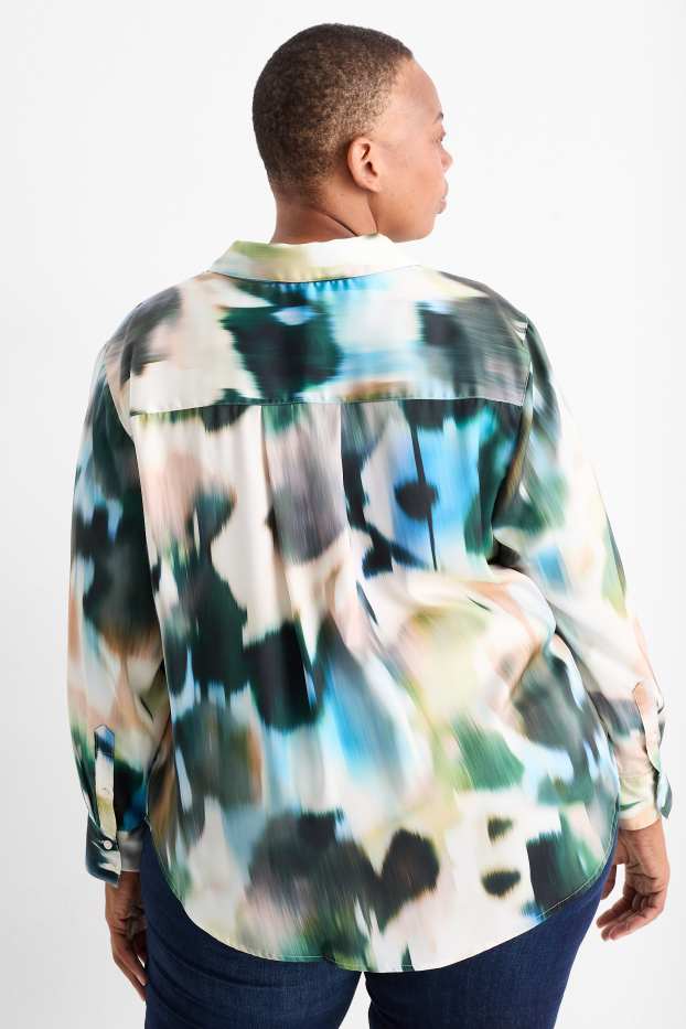 Women - Blouse - patterned - green
