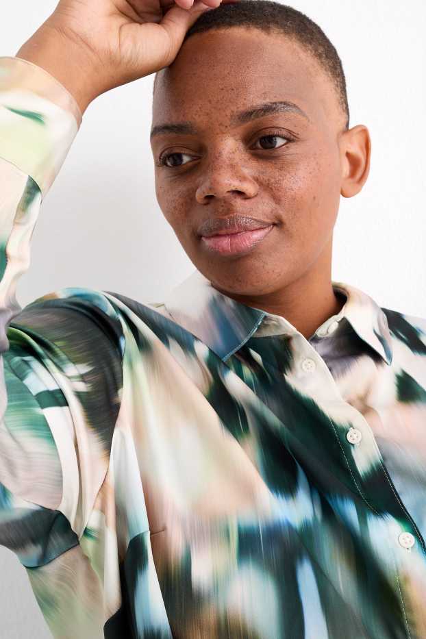 Women - Blouse - patterned - green