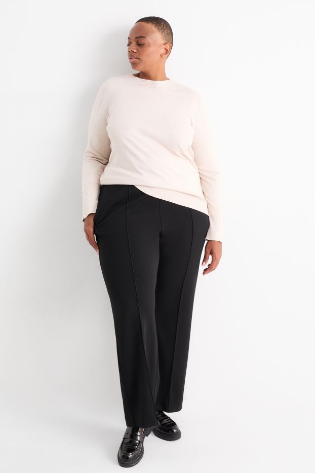 Femmes - Pantalon en jersey - straight fit - noir