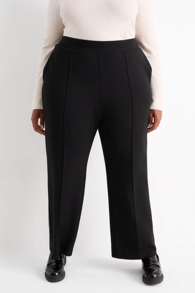 Femmes - Pantalon en jersey - straight fit - noir