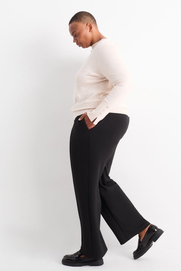 Femmes - Pantalon en jersey - straight fit - noir