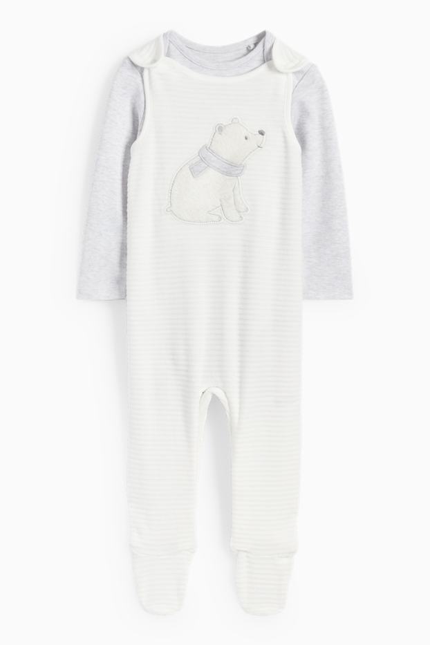 Unisex - Eisbär - Strampler-Set - 2 teilig - hellgrau