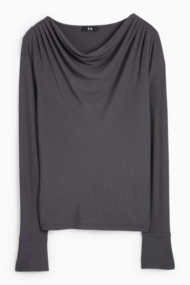 Femei - Tricou cu mânecă lungă - gri închis