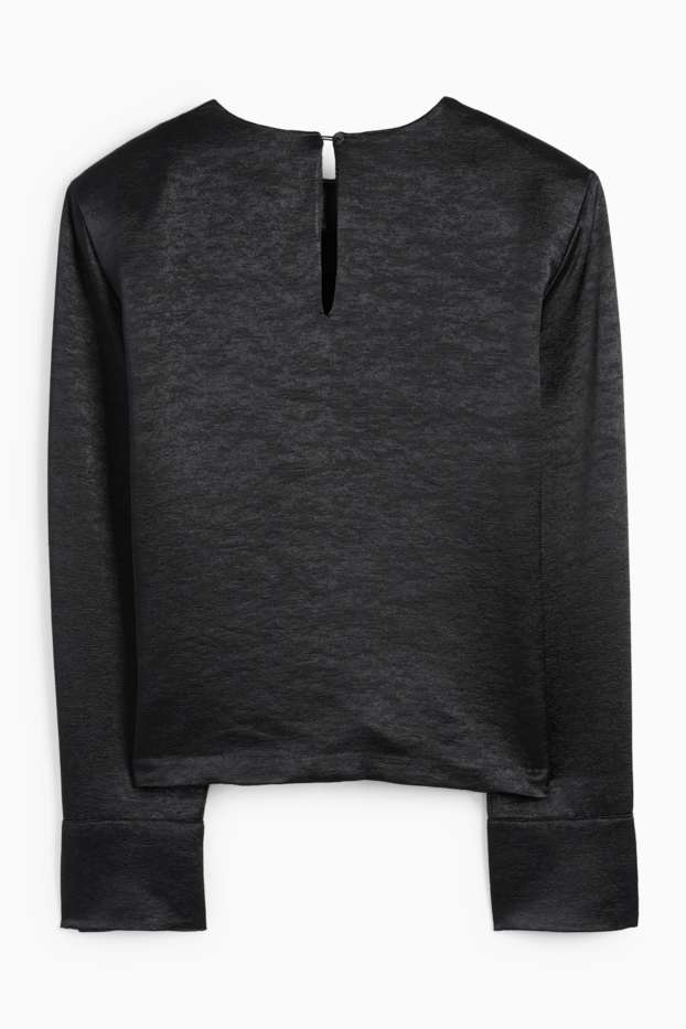 Damen - Bluse - glänzend - schwarz