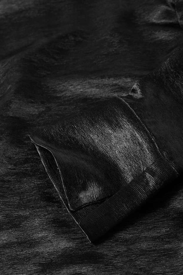 Damen - Bluse - glänzend - schwarz