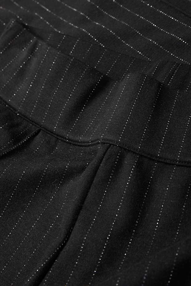Femei - Pantaloni din jerseu - talie înaltă - straight fit - dungi fine - negru