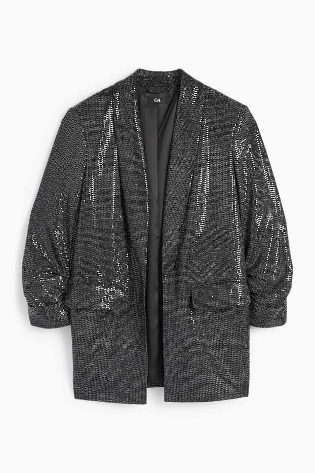 Donna - Blazer lungo di paillettes - relaxed fit - nero