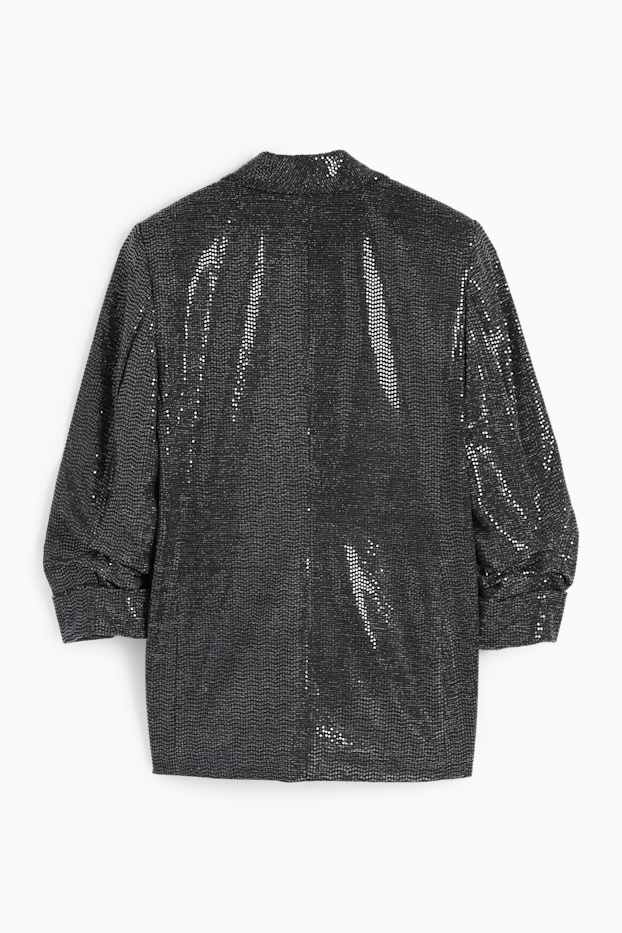Donna - Blazer lungo di paillettes - relaxed fit - nero
