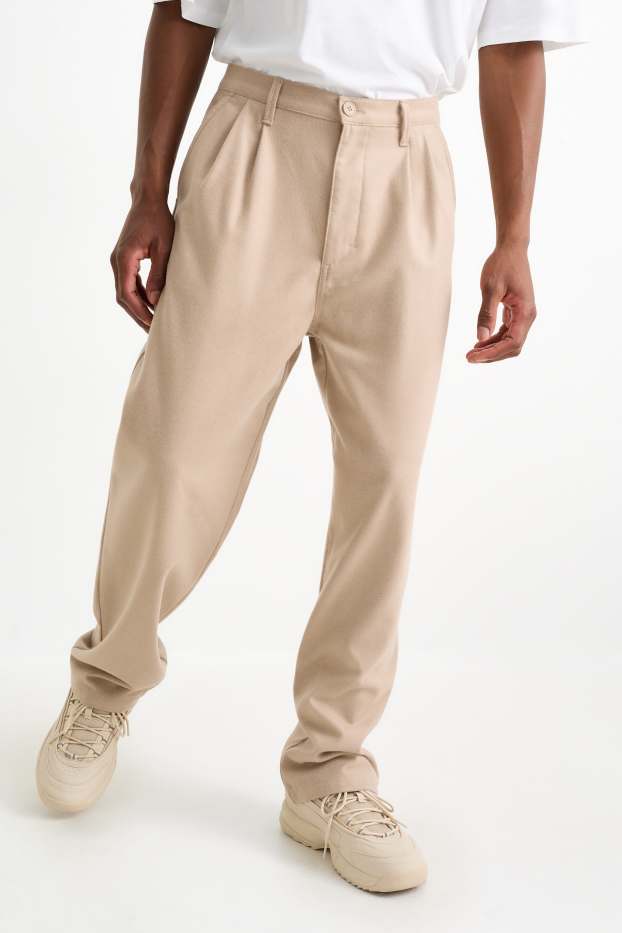 Men - Cloth trousers - relaxed fit - beige