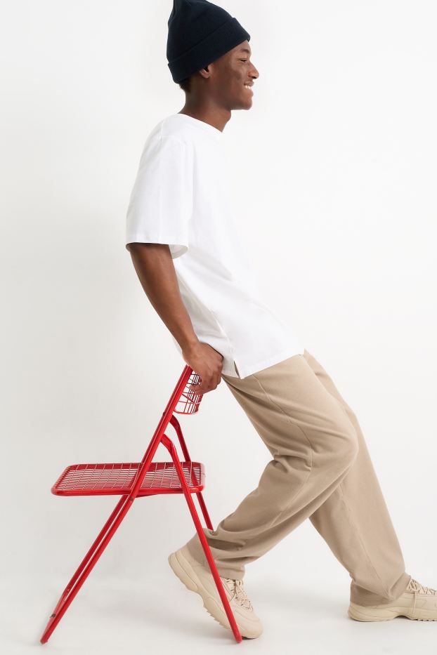 Men - Cloth trousers - relaxed fit - beige