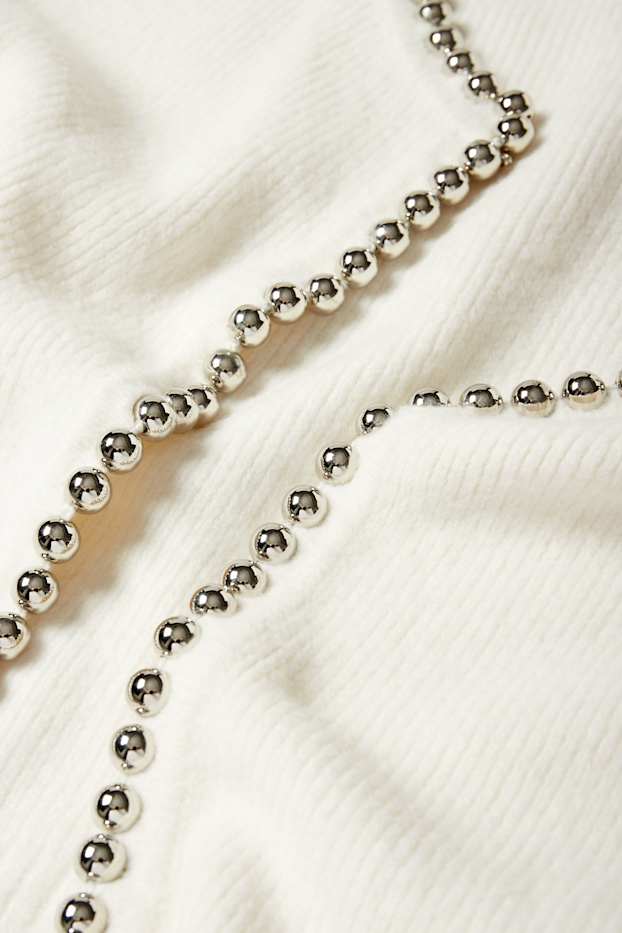 Women - Cardigan - ribbed - cremewhite