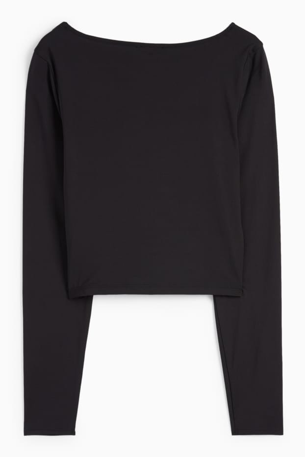 Damen - Crop Langarmshirt - schwarz