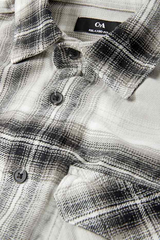 Home - Camisa de franel·la - relaxed fit - Kent - de quadres - gris