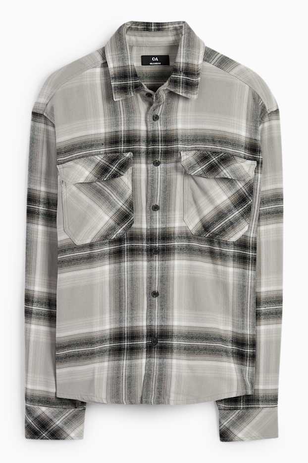 Home - Camisa de franel·la - relaxed fit - Kent - de quadres - gris