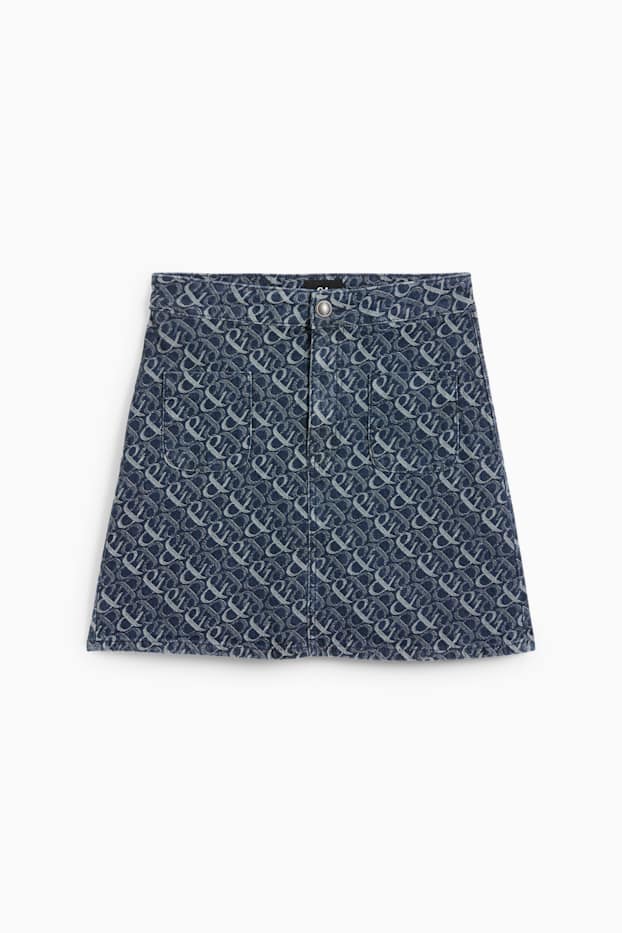 Dames - Denim minirok - met patroon - jeansdonkerblauw